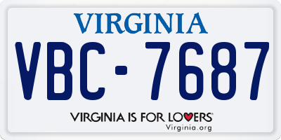 VA license plate VBC7687