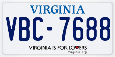 VA license plate VBC7688