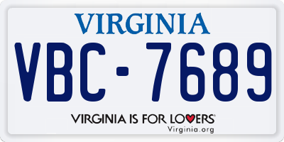 VA license plate VBC7689