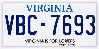 VA license plate VBC7693