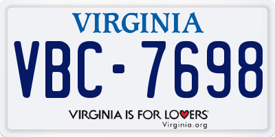 VA license plate VBC7698