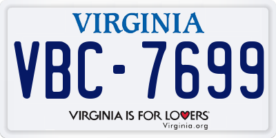 VA license plate VBC7699