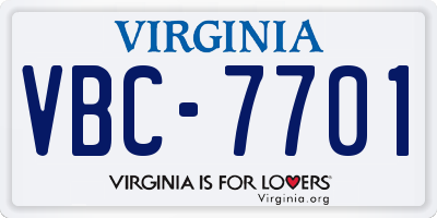 VA license plate VBC7701