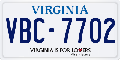 VA license plate VBC7702