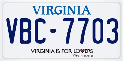 VA license plate VBC7703