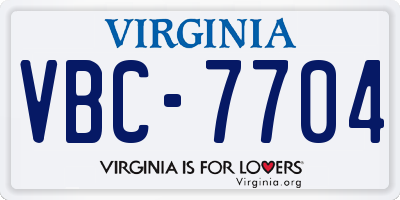 VA license plate VBC7704