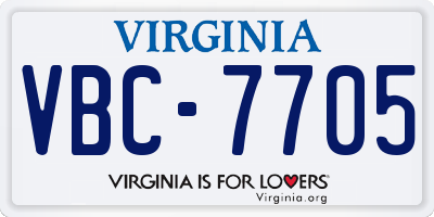 VA license plate VBC7705