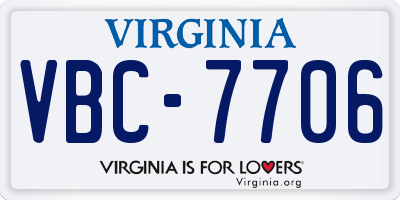 VA license plate VBC7706
