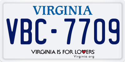 VA license plate VBC7709