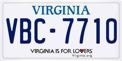 VA license plate VBC7710