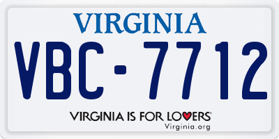 VA license plate VBC7712