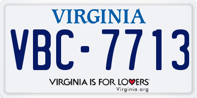 VA license plate VBC7713