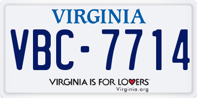 VA license plate VBC7714