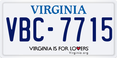 VA license plate VBC7715