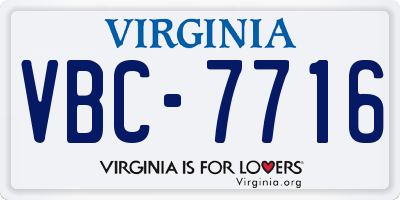 VA license plate VBC7716