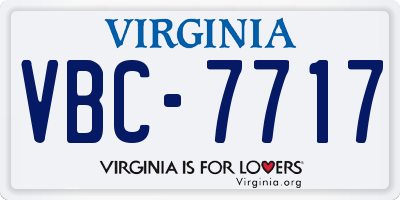 VA license plate VBC7717