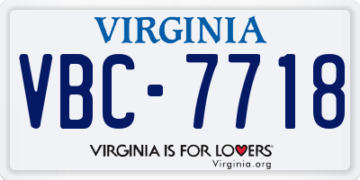 VA license plate VBC7718
