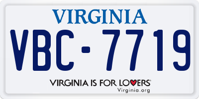 VA license plate VBC7719