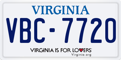 VA license plate VBC7720