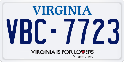VA license plate VBC7723