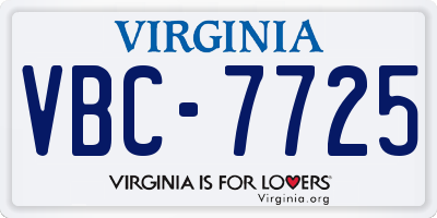 VA license plate VBC7725