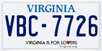 VA license plate VBC7726