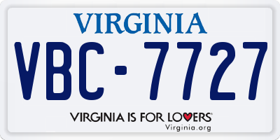 VA license plate VBC7727