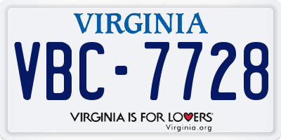 VA license plate VBC7728