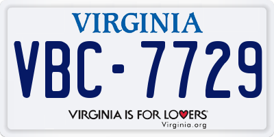 VA license plate VBC7729