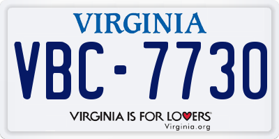 VA license plate VBC7730