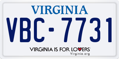 VA license plate VBC7731