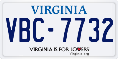 VA license plate VBC7732