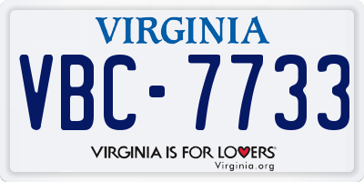 VA license plate VBC7733