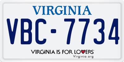 VA license plate VBC7734