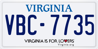 VA license plate VBC7735