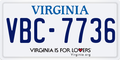 VA license plate VBC7736