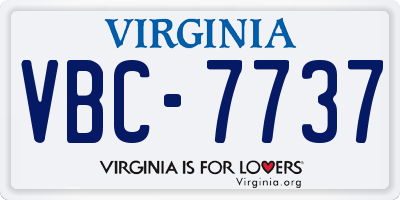 VA license plate VBC7737