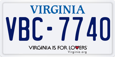 VA license plate VBC7740
