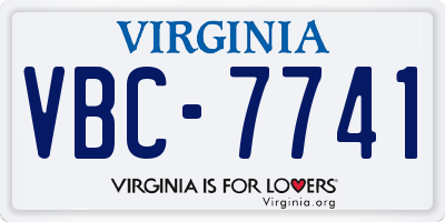 VA license plate VBC7741