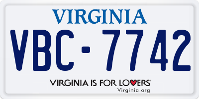 VA license plate VBC7742