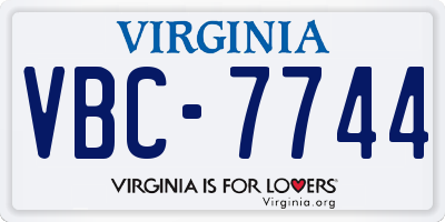 VA license plate VBC7744