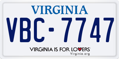 VA license plate VBC7747