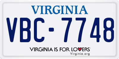 VA license plate VBC7748