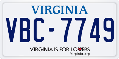 VA license plate VBC7749