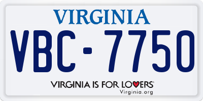 VA license plate VBC7750