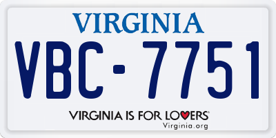 VA license plate VBC7751