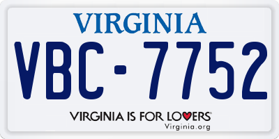 VA license plate VBC7752