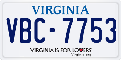VA license plate VBC7753