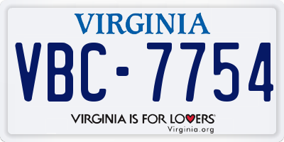 VA license plate VBC7754