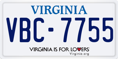 VA license plate VBC7755